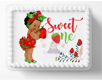 Adorable Strawberry Baby Edible Image Birthday or Baby Shower Party Cake Topper Edible Cake Toppers Frosting Sheet Icing Paper Cake Decorati - image2